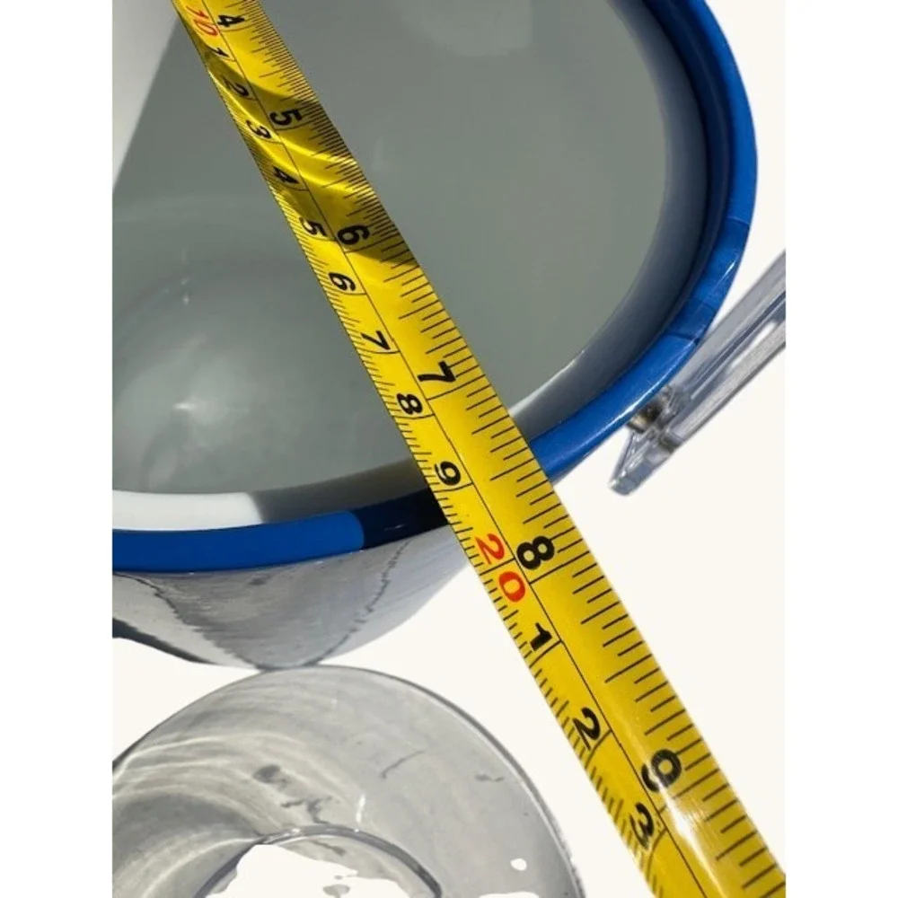 Vintage Blue Insulated Ice Bucket with Clear‎ Acrylic Handle and Lid MCM Barware